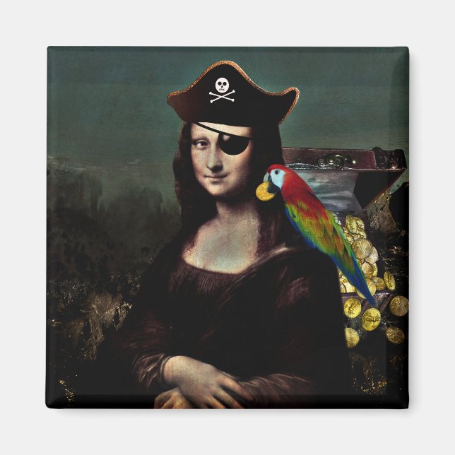 Sjörövar-Mona Lisa med ögonlapp Magnet (Framsidan)