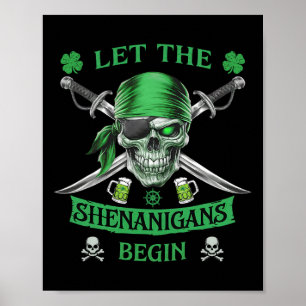 Sjörövar St Patricks Day Dödskalle Man Låt Shenani Poster