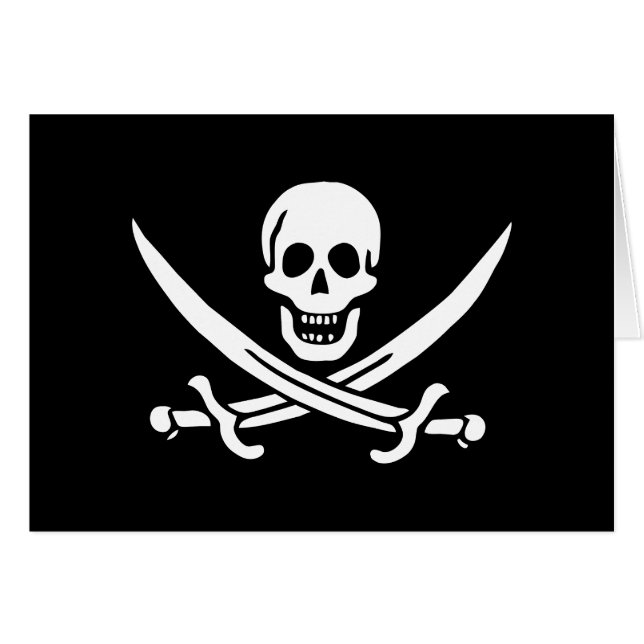 Sjörövarflagga Dödskalle Korsade Svärd Hälsningskort (Framsidan Horizontal)
