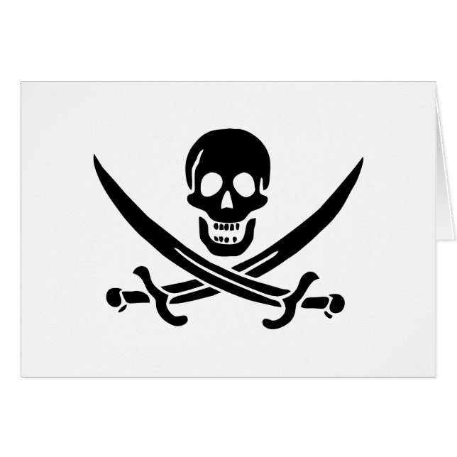 Sjörövarflagga Dödskalle Korsade Svärd Hälsningskort (Framsidan Horizontal)