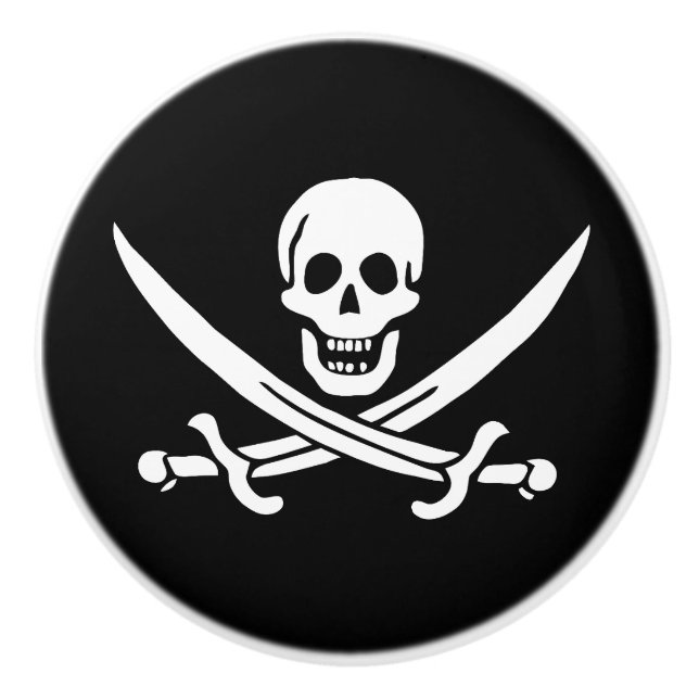 Sjörövarflagga Dödskalle Korsade Svärd Knopp (Framsidan)
