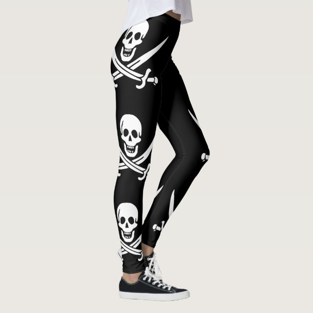 Sjörövarflagga Dödskalle Korsade Svärd Leggings (Höger)