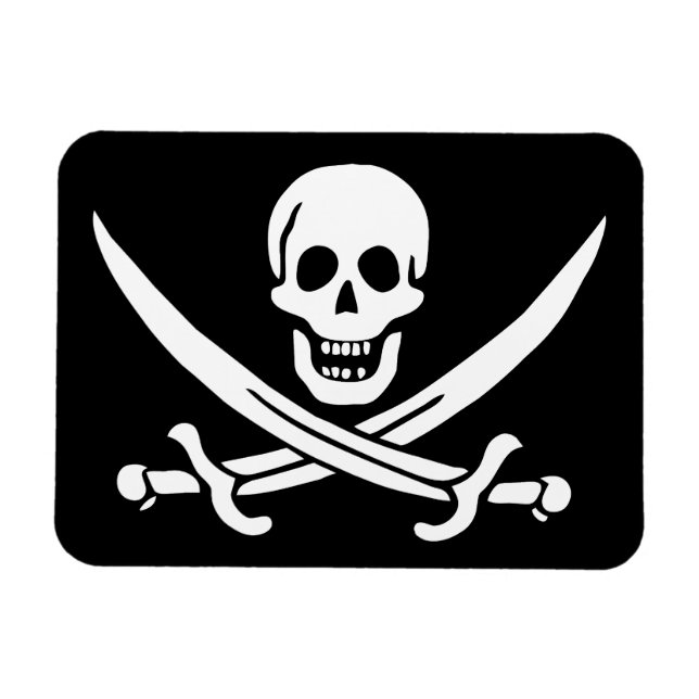 Sjörövarflagga Dödskalle Korsade Svärd Magnet (Horisontell)