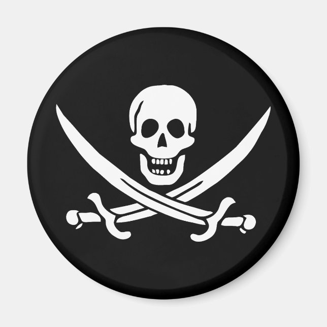 Sjörövarflagga Dödskalle Korsade Svärd Magnet (Framsidan)