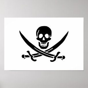 Sjörövarflagga Dödskalle Korsade Svärd Poster