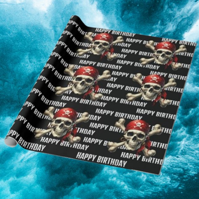 Sjörövarfödelsedagsäventyr Presentpapper (Make every birthday unforgettable with our Pirate Birthday Adventure Wrapping Paper.)