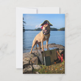 Sjörövarhund kostym bok Rolig hund fotokort Tack Kort
