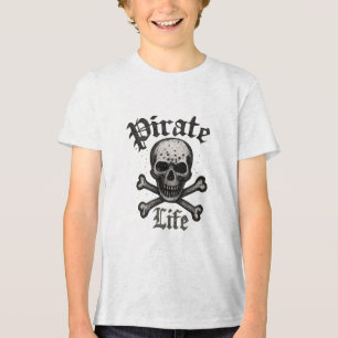 Sjörövarliv Skalle & Korsben Grunge-design T Shirt