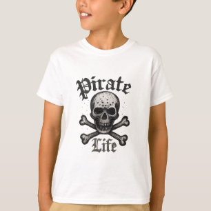 Sjörövarliv Skalle & Korsben Grunge-design T Shirt