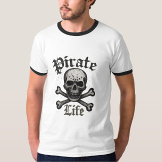 Sjörövarliv Skalle & Korsben Grunge-design T Shirt