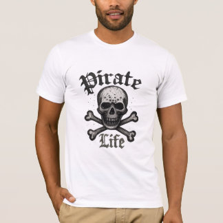 Sjörövarliv Skalle & Korsben Grunge-design T Shirt