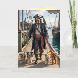 Sjörövarpromenad med hund-kort helgkort