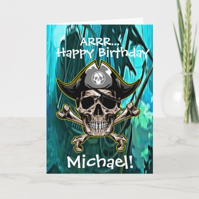 Sjörövarskalle Kapten Korsben Fartygs Kort (Framsida)