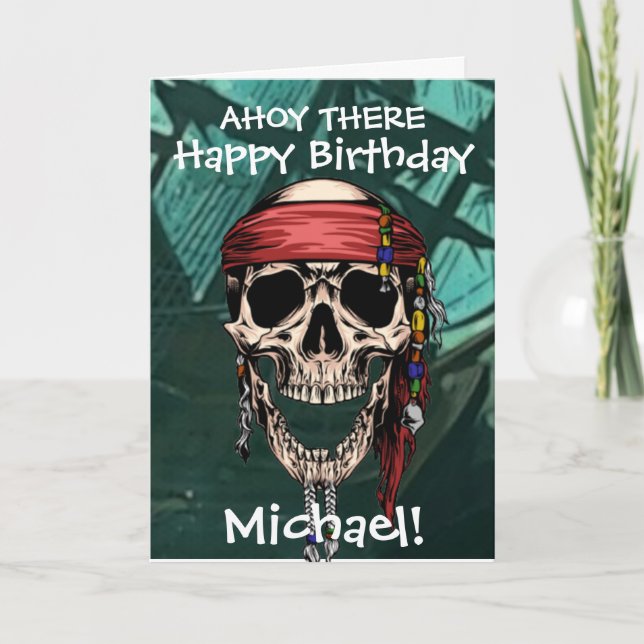 Sjörövarskalle Spökkapten Ben Skelett Skepp Kort (Framsida)