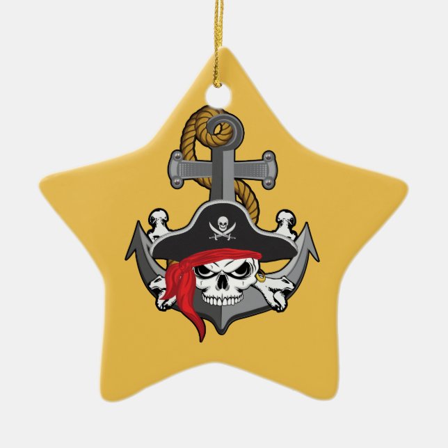 Sjörövarskalleankare Julgransprydnad Keramik (Framsidan)