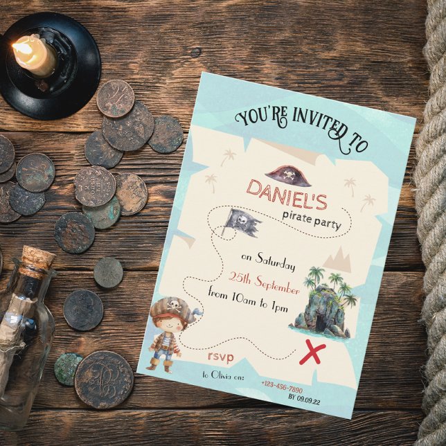 Sjörövarskattkarta Barnkalas Inbjudan (Skapare uppladdad)