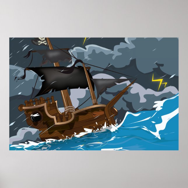 Sjörövarskepp i storm poster (Framsidan)