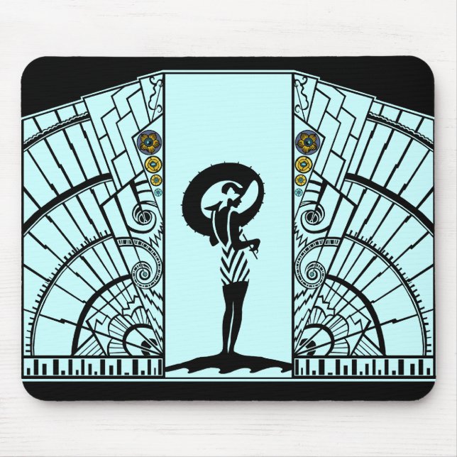 Sjösida Deco i Aqua och gult Musmatta (Framsidan)