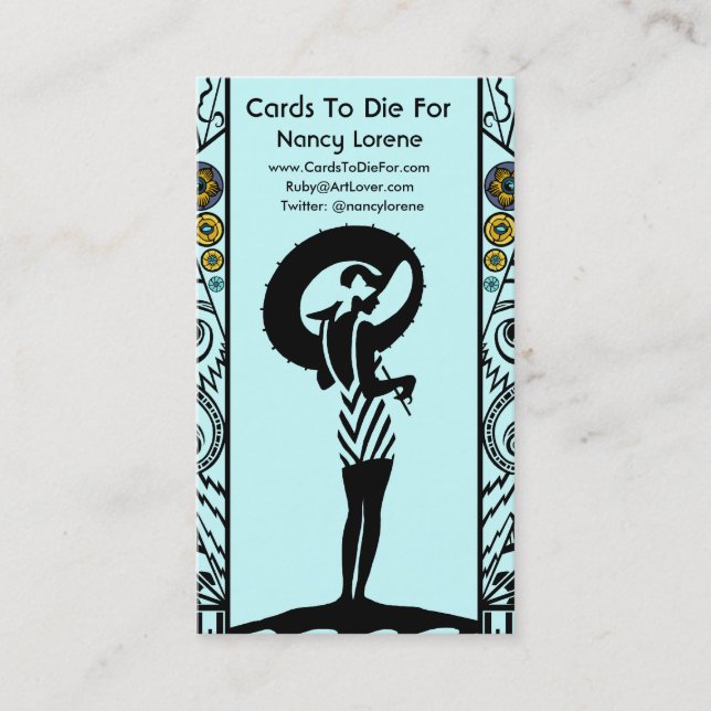 Sjösida Deco i Aqua och gult Visitkort (Framsida)