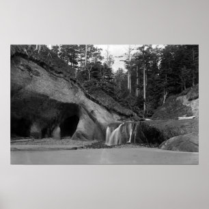 Sjösidan near kram för den Oregon vattenfallet Poster