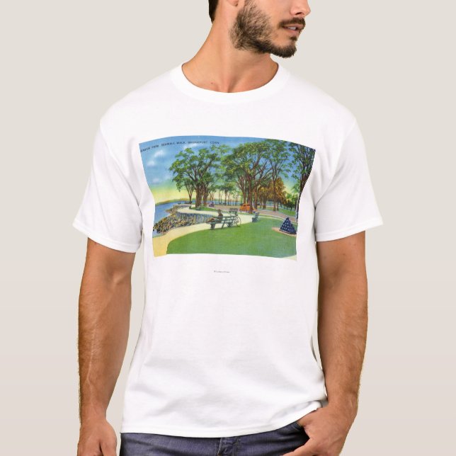 Sjösidan parkerar beskådar av seawallen går t shirt (Framsida)