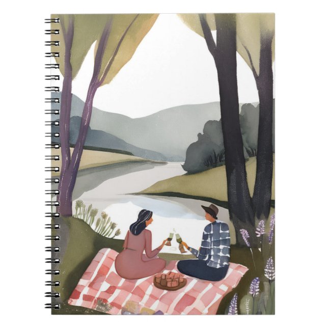 Sjösidans Picknick | Natur Aquarell Målning Anteckningsbok (Framsidan)