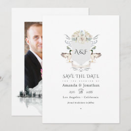 Sjöside Monogram Krönings Bröllopsfoto Spara Datumet