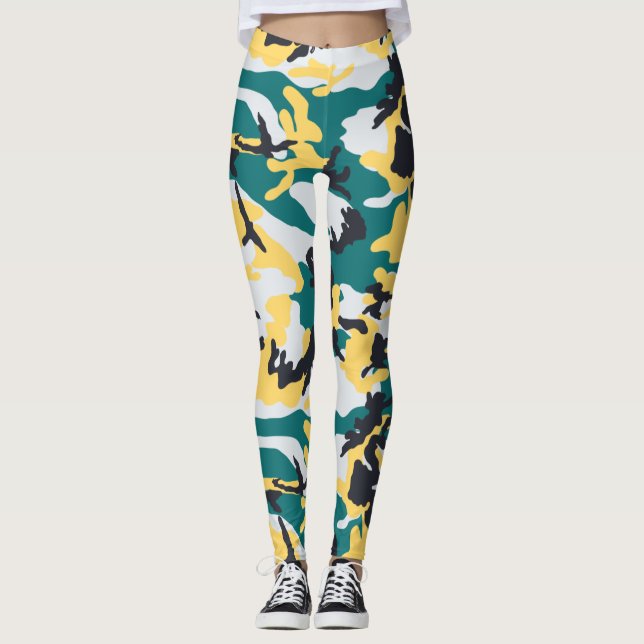 Sjösidekamouflage-mönster Leggings (Framsida)