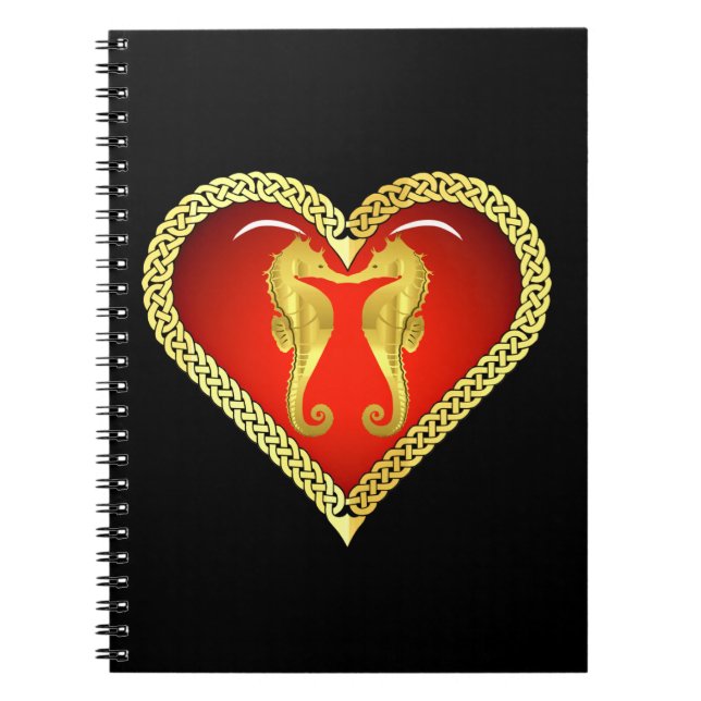 Sjösjöar i Nautisk guld kyssar med keltiskt hjärta Anteckningsbok (Framsidan)