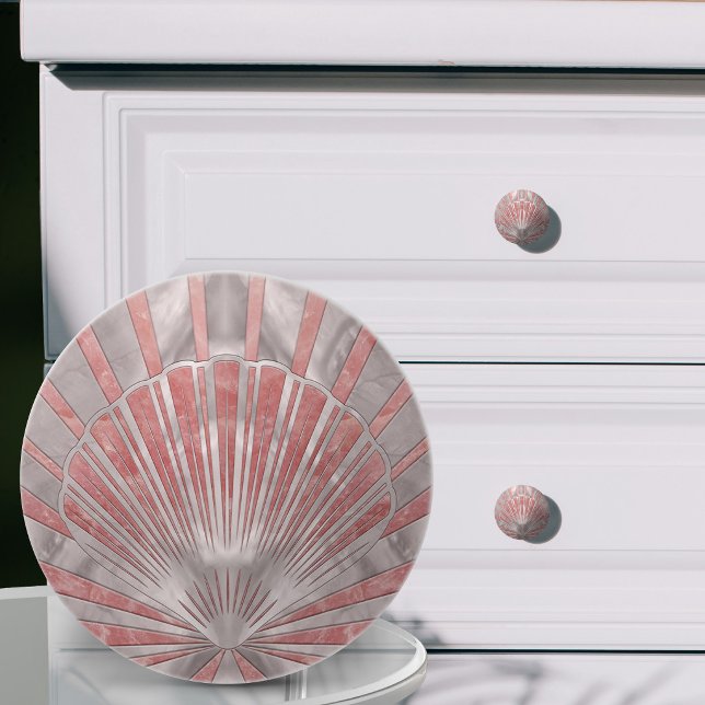 Sjöskal Art Deco - Rosa kvarts och pärlor Knopp (Skapare uppladdad)