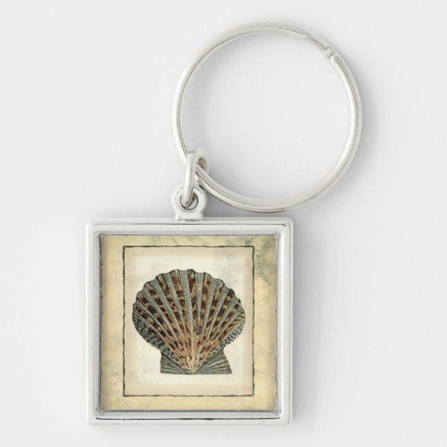 Sjöskapelser vid kusten fyrkantig silverfärgad nyckelring (Framsidan)