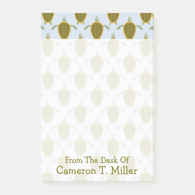 Sjösköldpaddor Mönster| Lägg till ditt namn Post-it Block (Framsida)