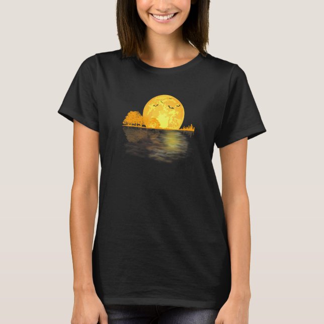 Sjöskugga Gitarr Månad Halloween T Shirt (Framsida)