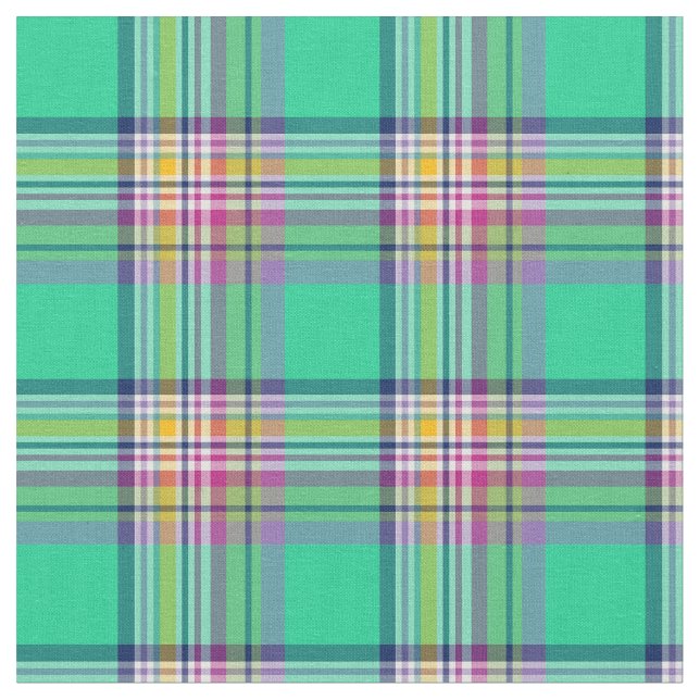 Sjöskumgrön och fuchsia flickig plaid tyg (Närbild)