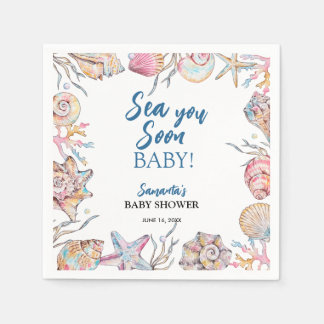 Sjösnäck Havet Ser Dig Snart Baby Shower Pappersservett