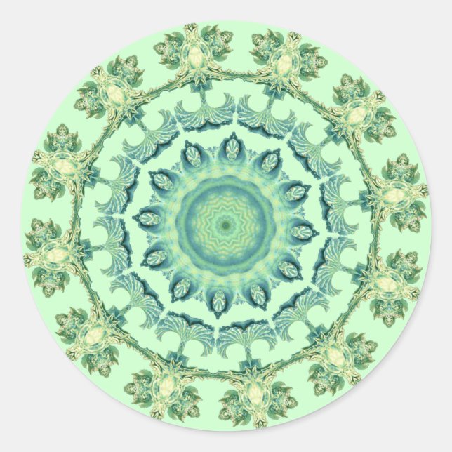 Sjösnäckor Mandala Runt Klistermärke (Framsida)