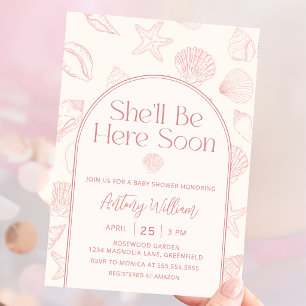 Sjösnöcka Hon Kommer Att Vara Här Baby Shower Inbj Inbjudningar