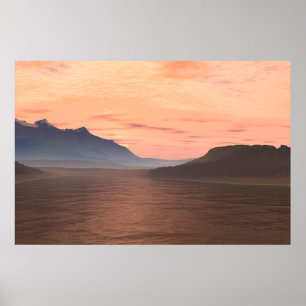 Sjösolnedgångtryck Poster