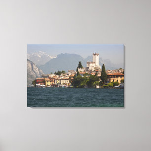 Sjöstad, Malcesine, provinsen Verona, Italien Canvastryck
