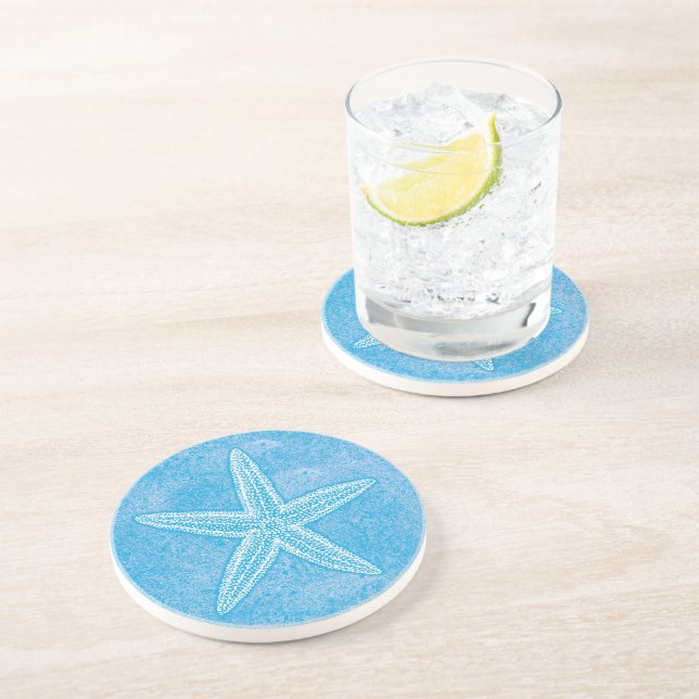Sjöstjärna Aqua Blå Underlägg Sandsten (Sidan)
