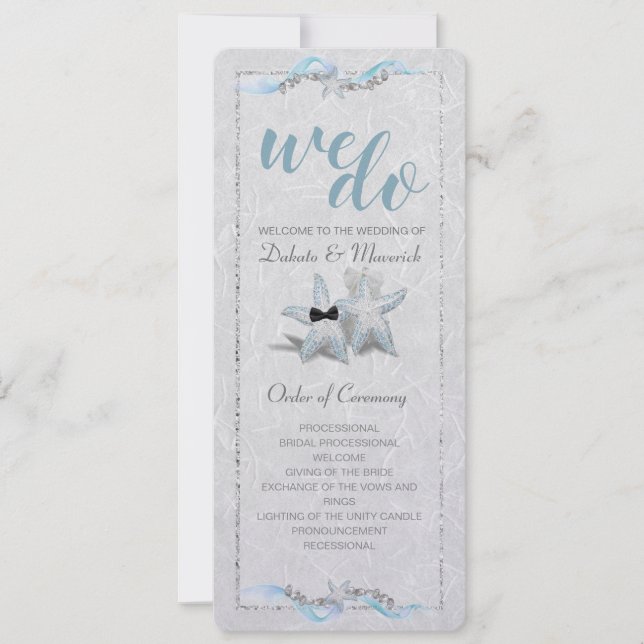 Sjöstjärna Bröllopsprogram Inbjudningar (Framsida)