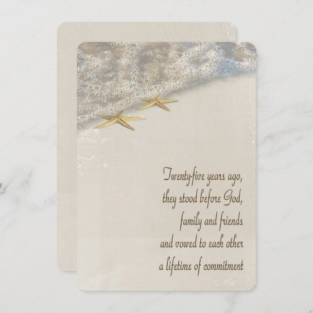 Sjöstjärna Förnyar Löfte för 25-årsjubileum Inbjudningar (Fram/baksida)