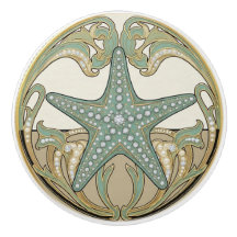 Sjöstjärna Grön Kräm & Guld Art Deco Nouveau