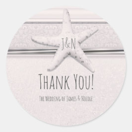Sjöstjärna Klassisk Vit Elegant Strand Bröllopspre Runt Klistermärke