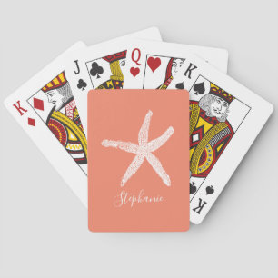 Sjöstjärna Lax Rosa Orange Anpassat Namn Present Casinokort