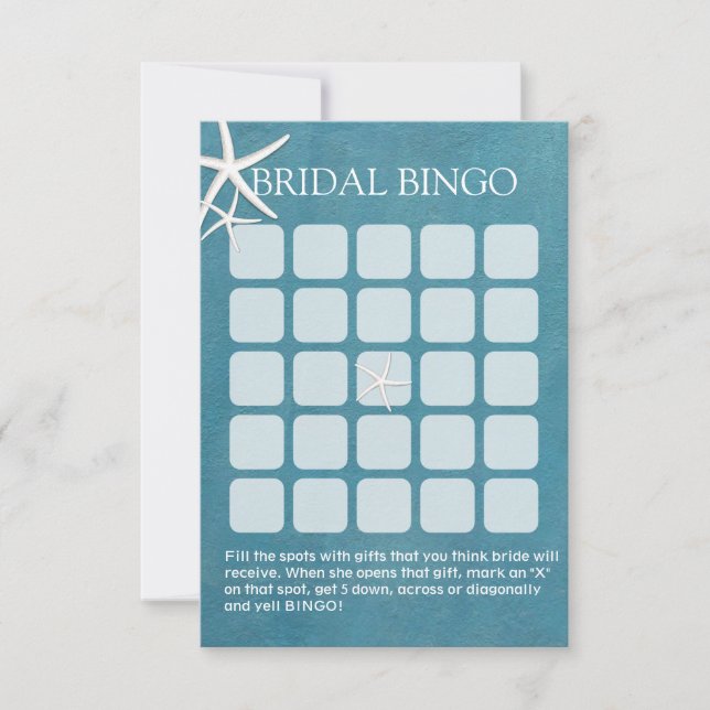 Sjöstjärna Marin Bröllopsdusch Bingo Kort (Framsida)
