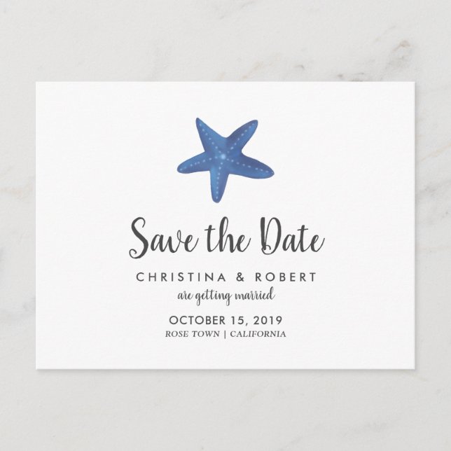 Sjöstjärna | Ocean Bröllop Spara Datum Meddelande Vykort (Framsida)