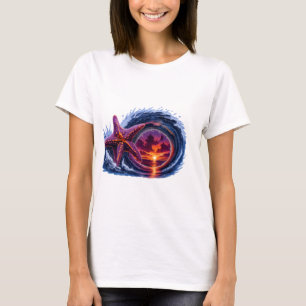 Sjöstjärna Oceanvåg Solnedgång Design Tropisk ku T Shirt