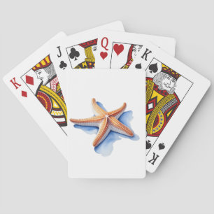 Sjöstjärna och blå silhuett casinokort