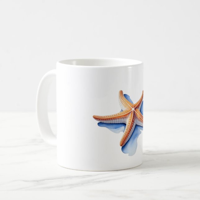 Sjöstjärna och blå silhuett kaffemugg (Framsida vänster)